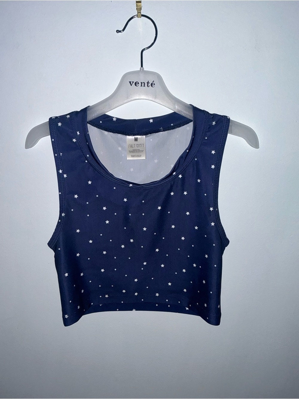 Salt Gypsy Navy Star Crop Surf Top. Size M